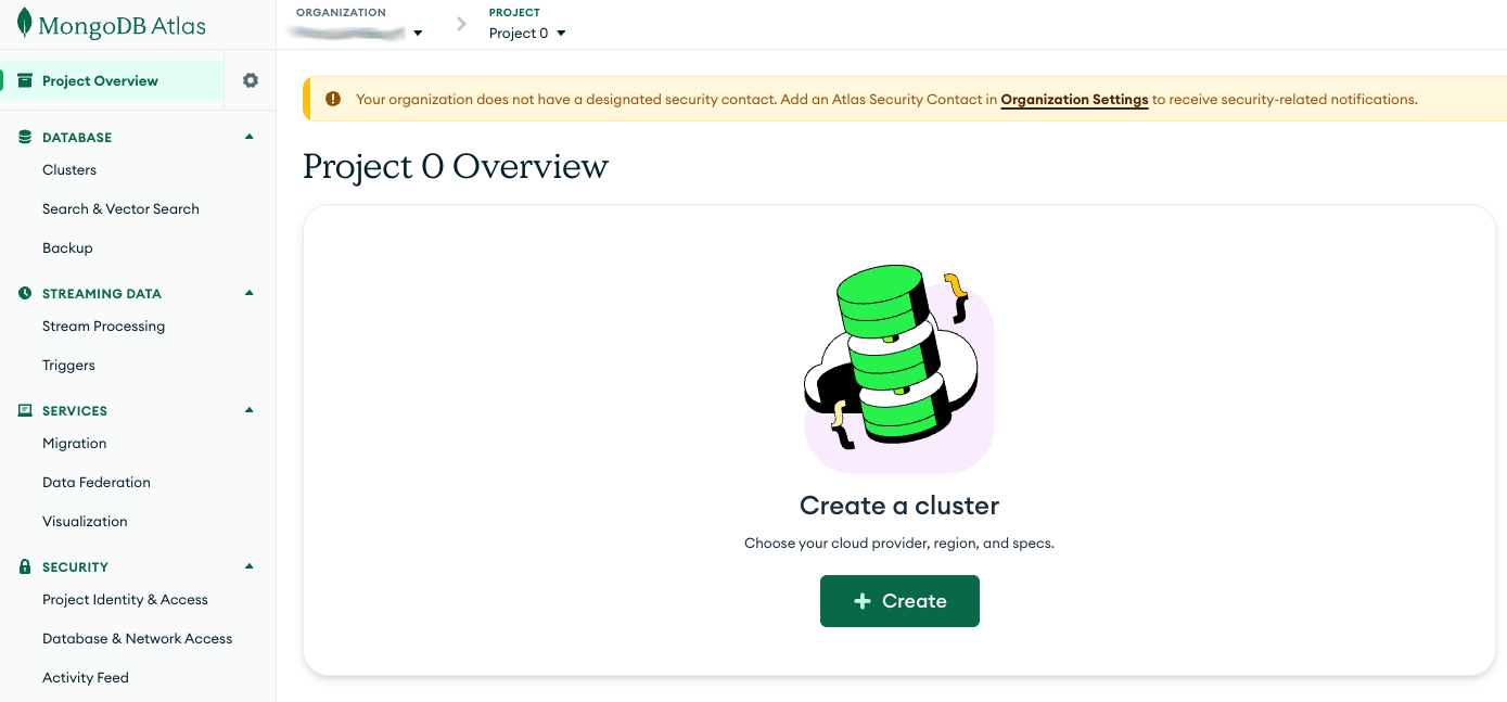 MongoDB Atlas GUI Dashboard